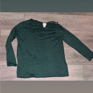 Bibi Size XL Long Sleeved Cold Shoulder Strappy Blouse Emerald Green New W/O Tag